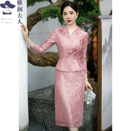 喜妈妈大码显瘦立体剪裁礼服裙