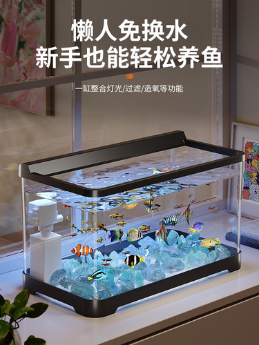 鱼缸2025新款过滤制氧一体机造景全套乌龟缸小型客厅金鱼缸水族箱
