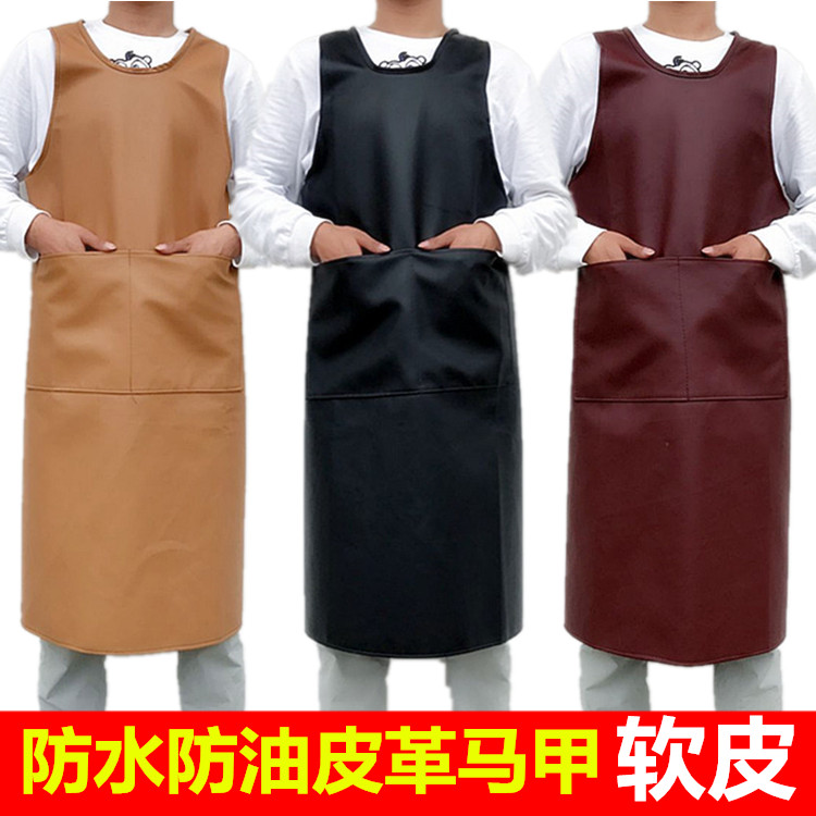 厨房炒菜罩衣男款做饭厨房专用软皮干活防水防油加长加厚护衣围裙