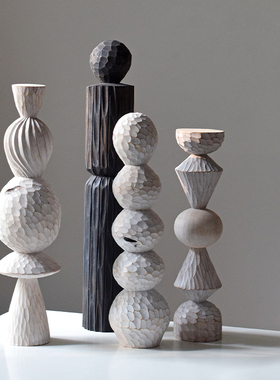 象有形 / 经典复刻创意中古现代艺术木雕摆件原木立柱拍摄道具