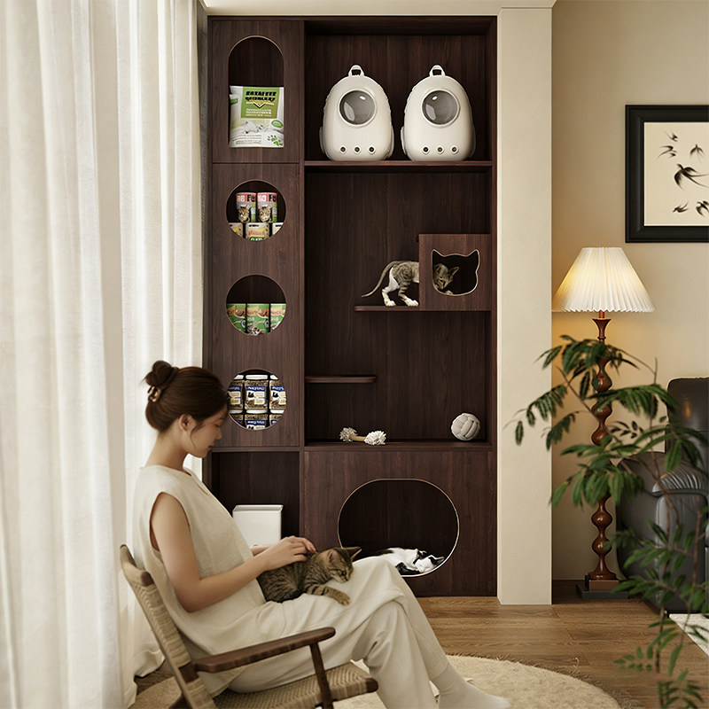 中古风猫窝柜实木定制猫别墅阳台猫窝收纳一体柜家用室内豪华猫窝,宠物/宠物食品及用品,猫笼子/猫别墅,淘宝优惠券,粉丝福利购,淘宝优惠卷