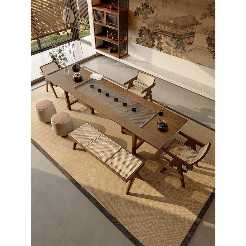 全实木大板茶台茶桌椅组合客厅家用办公室现代简约高级感