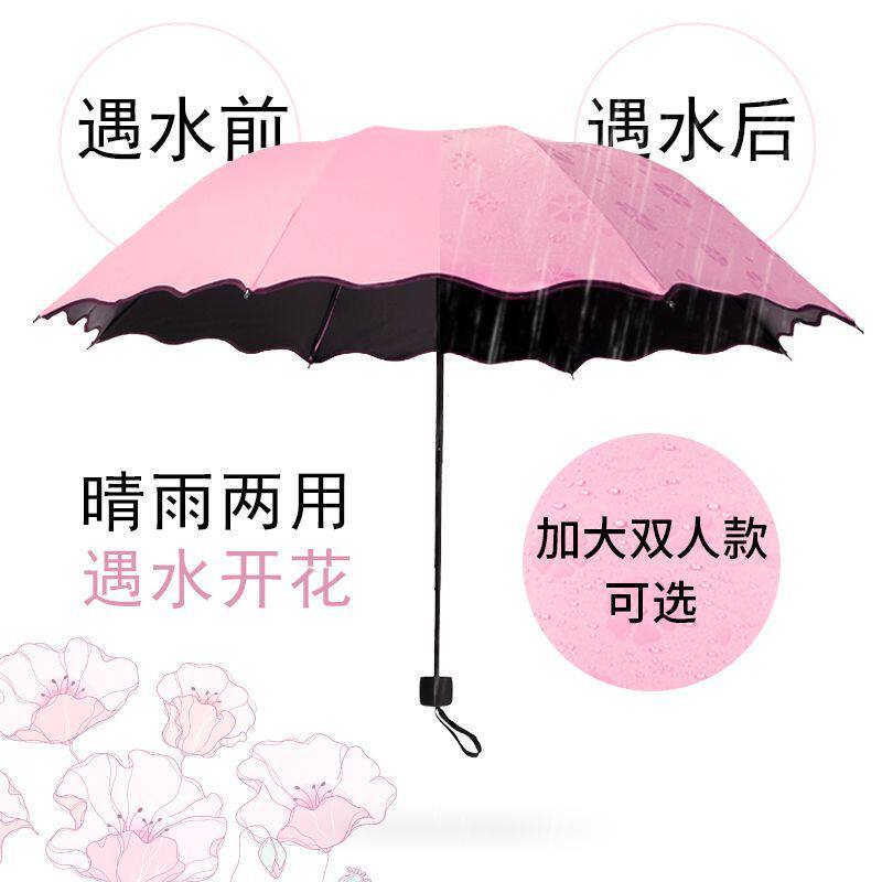 加大号双人遇水开花晴雨两用黑胶