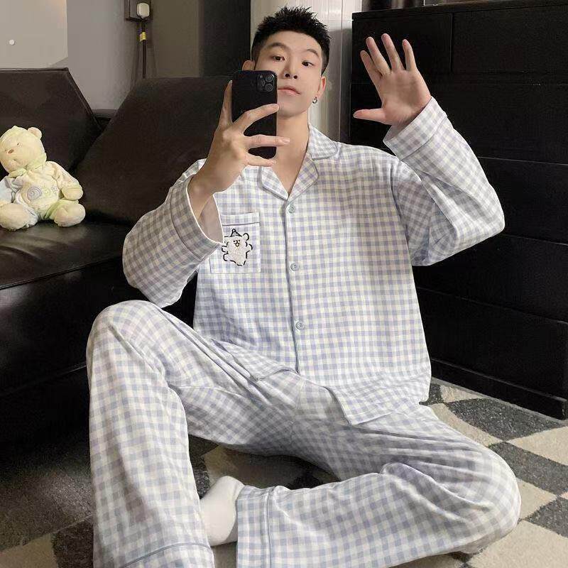 睡衣男款夏季长袖长裤2025年新款春秋天男士薄款青少年家居服套装