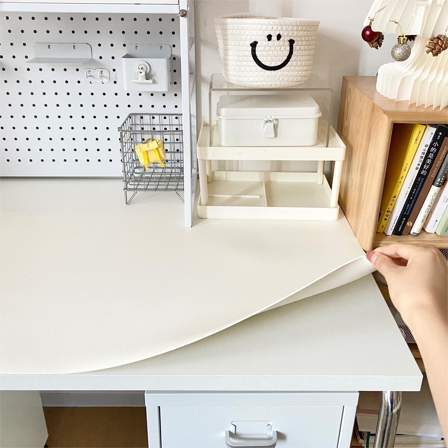 奶油白色桌垫大学生宿舍桌布韩系ins风高级感桌面垫布ins书桌学生