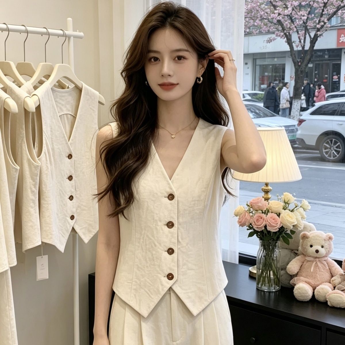 2026新款修身时尚设计感无袖上衣法式复古气质马甲背心女夏季外穿