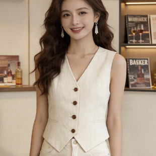 2026新款修身时尚设计感无袖上衣法式复古气质马甲背心女夏季外穿