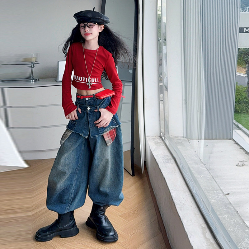 2025女童秋款套装街舞演出服爵士舞服装少儿jazz练功服女孩舞蹈服