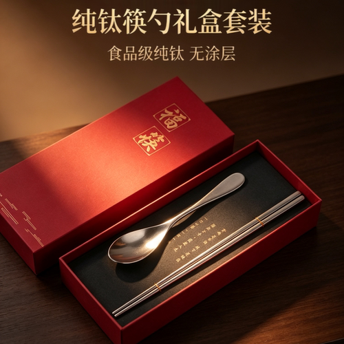 朱雀25CM加长纯钛筷勺礼盒 家用高档抗菌防霉无涂层乔迁伴手礼