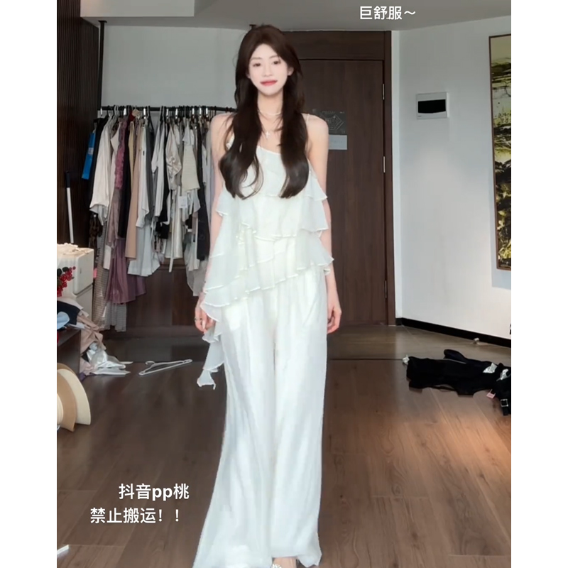 JIAHUI STUDIO 纯欲慵懒风套装女夏季度假风穿搭休闲阔腿裤两件套