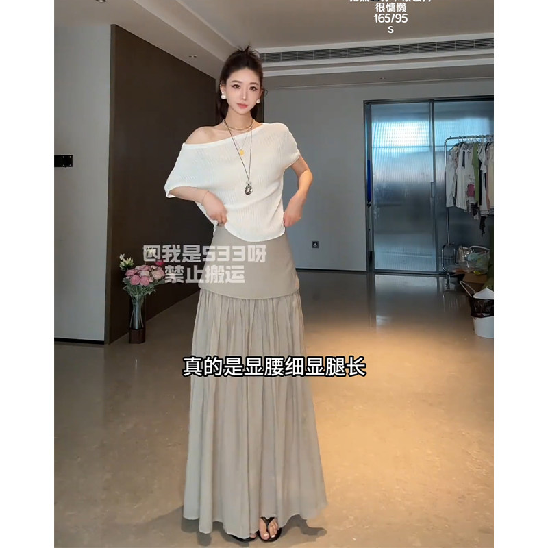 夏款针织短袖半身裙女套装百搭图片
