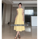 显瘦连衣裙女夏黄色无袖 向晚意STUDIO 轻奢高级感气质中长款 裙子
