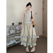 韩系夏日穿搭套装 JIAHUI STUDIO 条纹背心上衣高级感半身裙两件套