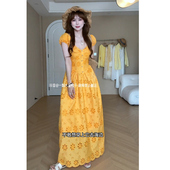 镂空刺绣连衣裙女装 JIAHUI STUDIO 高级感气质海边出游度假风长裙