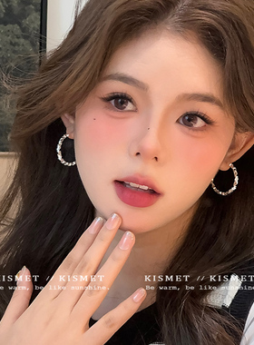 简约碎银子圆圈耳环2025新款爆款高级感耳扣耳圈小众设计感耳饰女