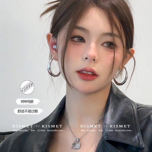 999纯银针素圈耳环2025新款爆款