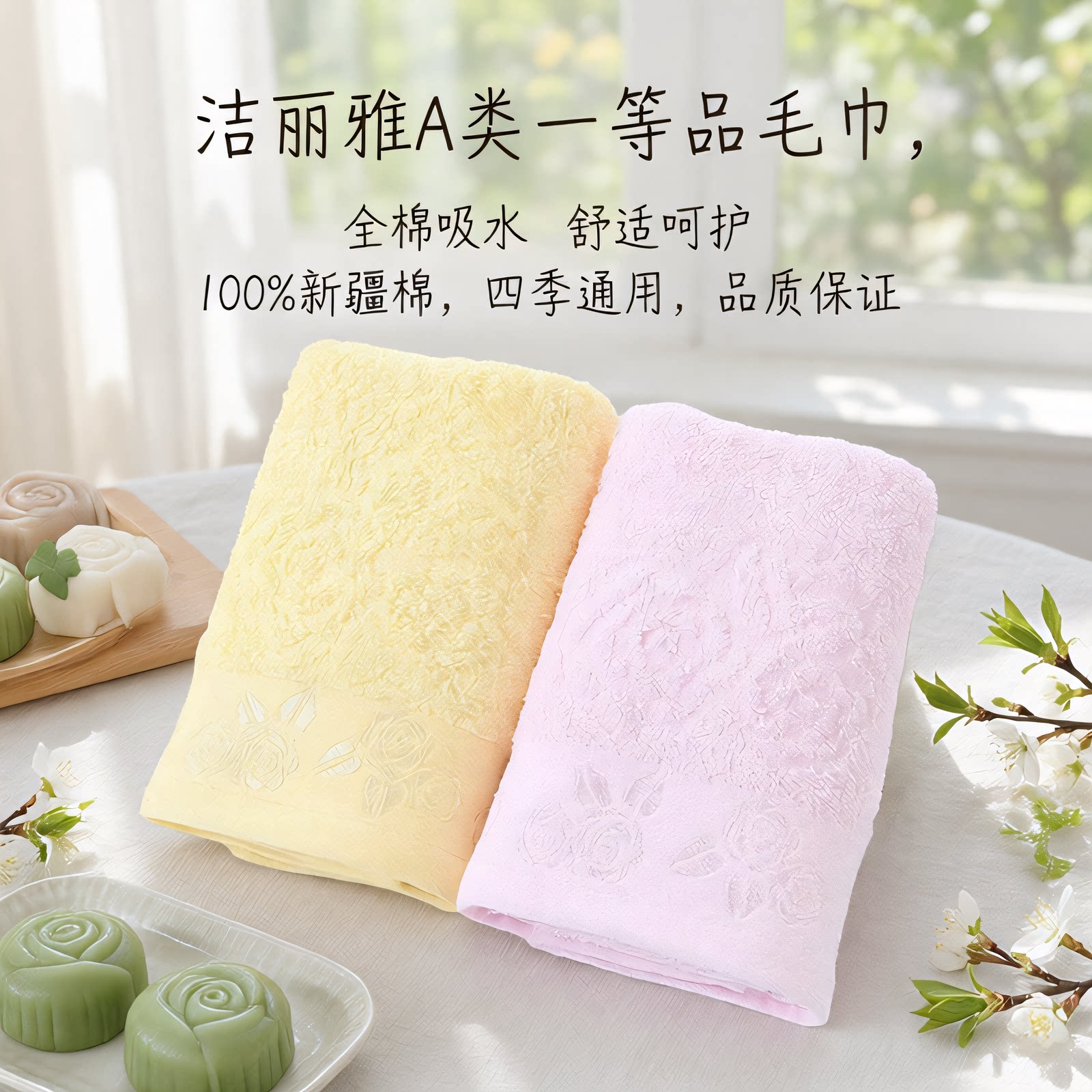 洁丽雅毛巾纯棉彩条无捻洗脸面巾
