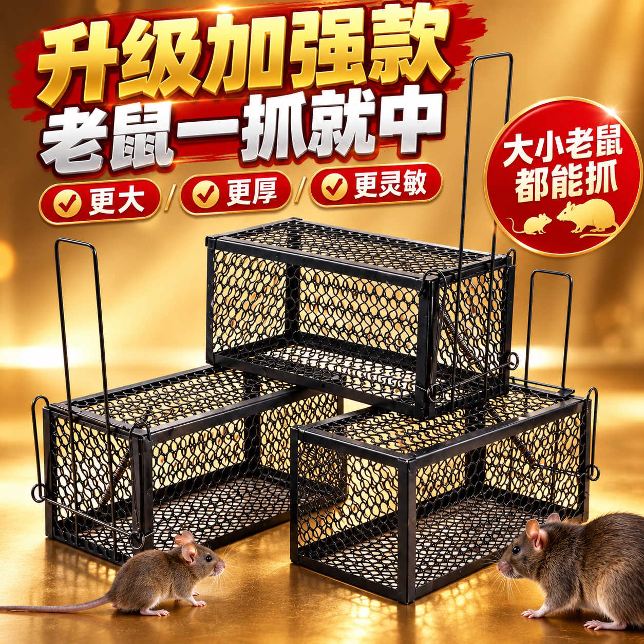 大号金属安全物理捕鼠笼家商用