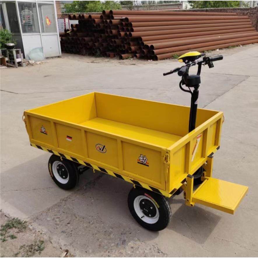 电动四轮手推车拉货车农场菜市场搬运平板车骑行款工厂货物平板车