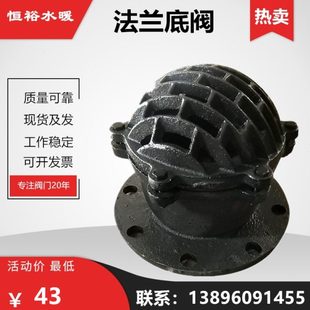 法兰底阀水泵吸水止水止回阀H42X 6单向铸铁井底阀DN100