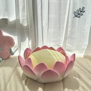 通用屁股垫椅垫靠背抱枕摆件装 飘窗坐垫好运莲莲四季 饰榻榻米靠枕