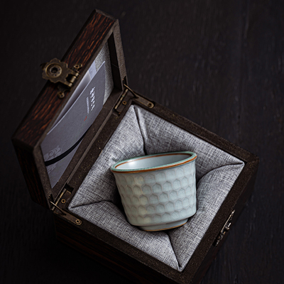 盈匠徐宝苗汝窑茶杯主人杯蝉翼开片单杯陶瓷品茗杯礼盒装万佛杯