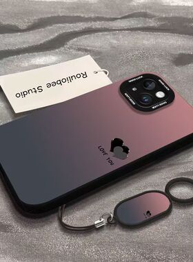 渐变黑色爱心适用苹果16promax手机壳新款iphone15pro高级感14pro保护套13pm小众12网红11pro防摔16e硅胶女款