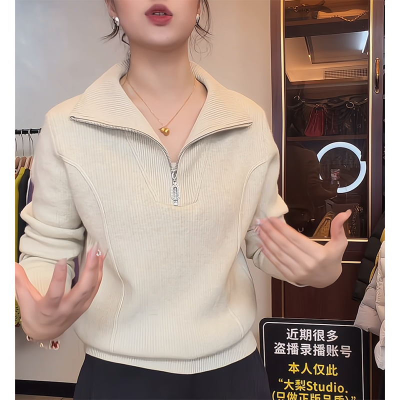 高领针织衫女秋冬POLO翻领毛衣潮