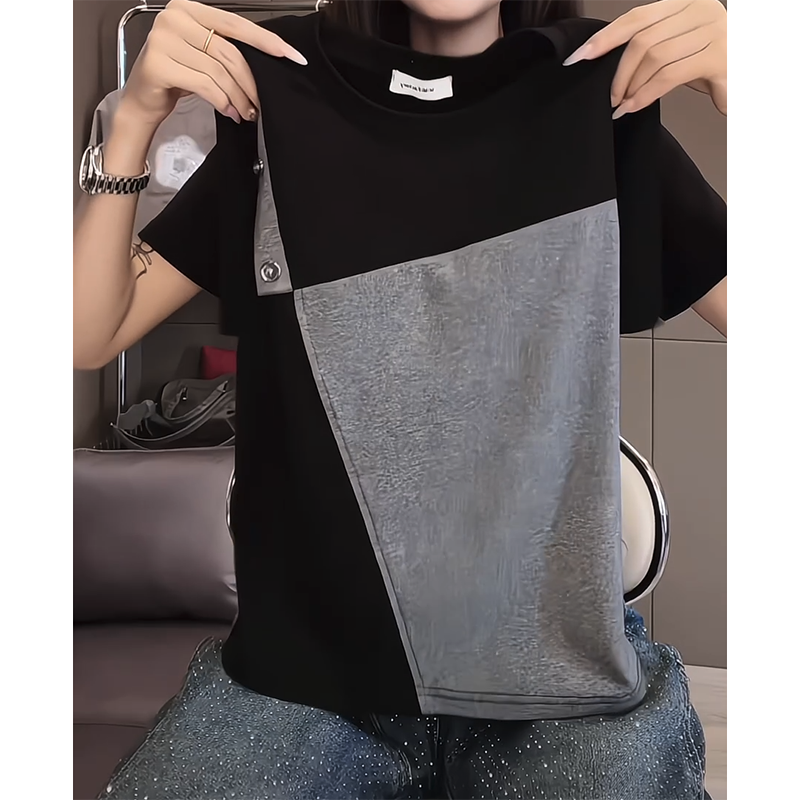 正肩短袖T恤女夏季小个子打底衫