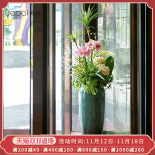 温泉假日酒店旋转门花艺摆花装 饰大花瓶客厅落地插花大型仿真假花