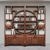 中式 博古架实木多宝阁茶叶柜书架茶室茶台背景展示柜书柜花梨木