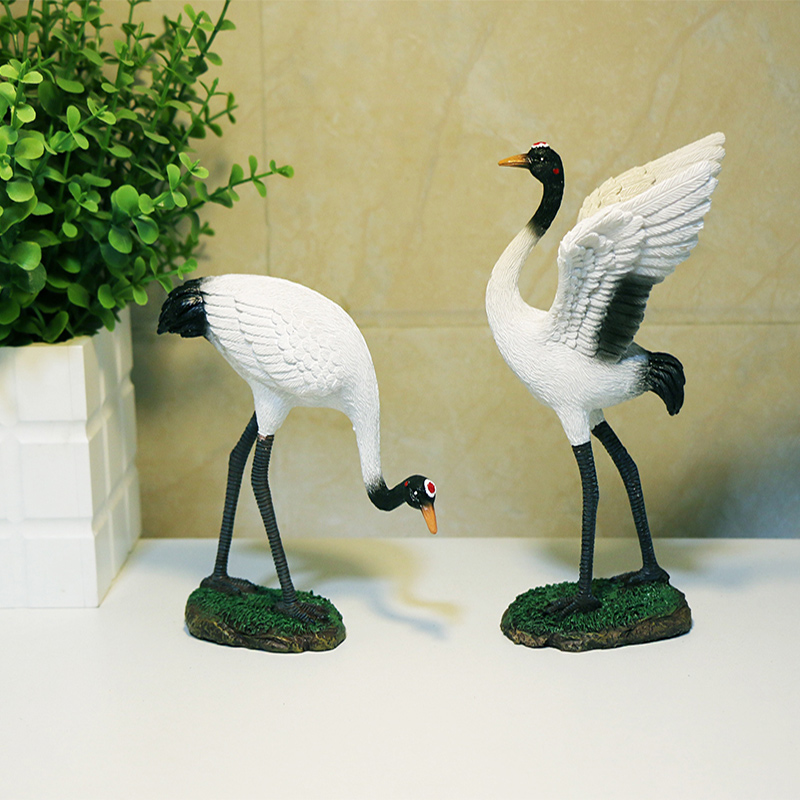 丹顶鹤小盆景饰品微景观仿真仙鹤摆件造景假山花园庭院水鸟动物