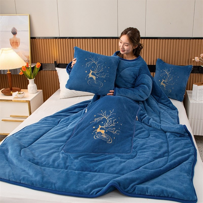 2024新款加厚多功能可穿抱枕被子两用可折叠小汽车载午休毯懒人被