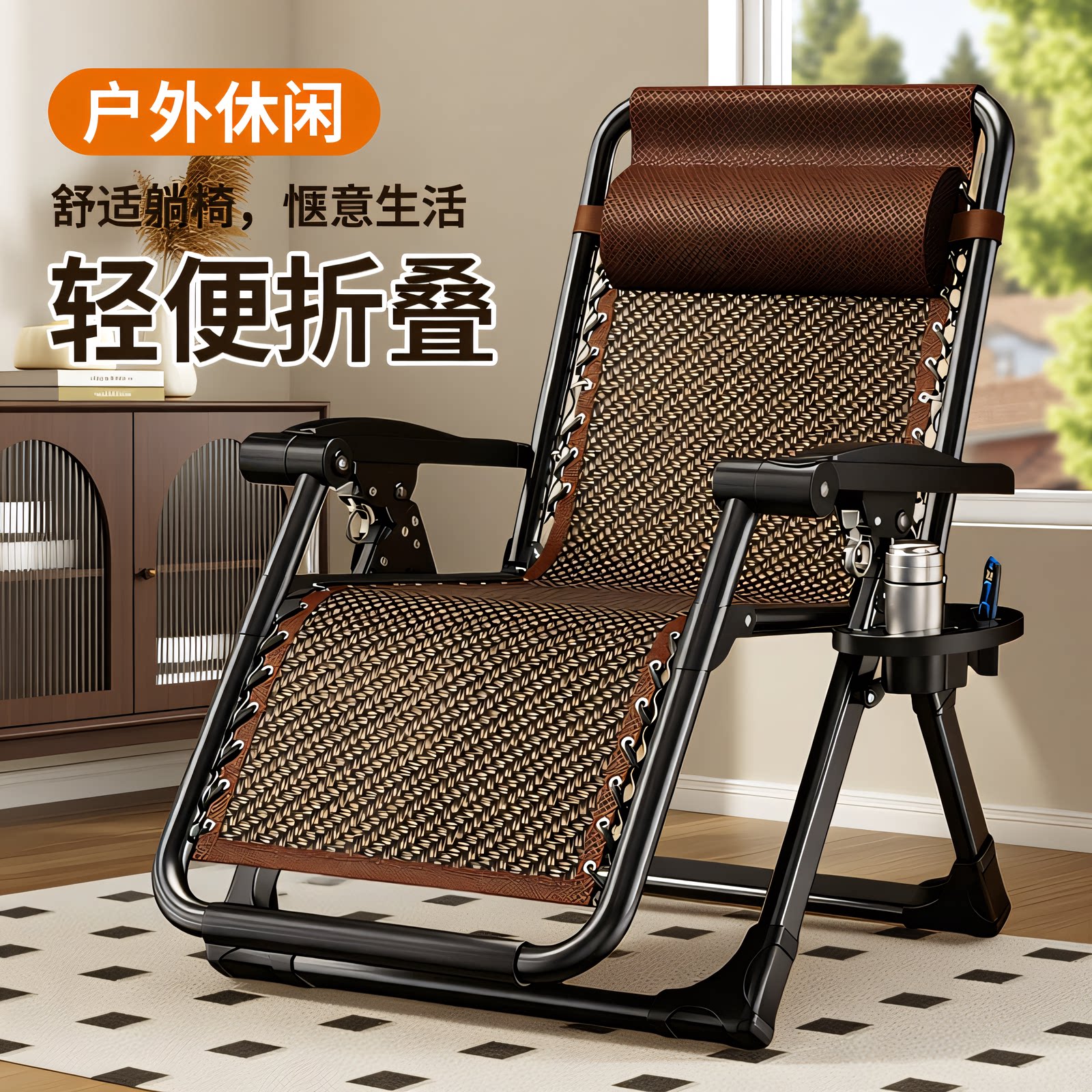 躺椅午休折叠式靠背坐趟两用睡椅子办公室懒人结实耐用午睡床单人