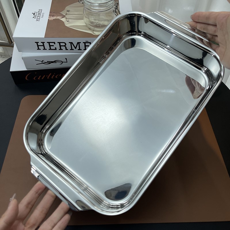 小怪兽18-10不锈钢平底煎盘海鲜干锅电磁炉火锅盆水煮鱼盆长方盘