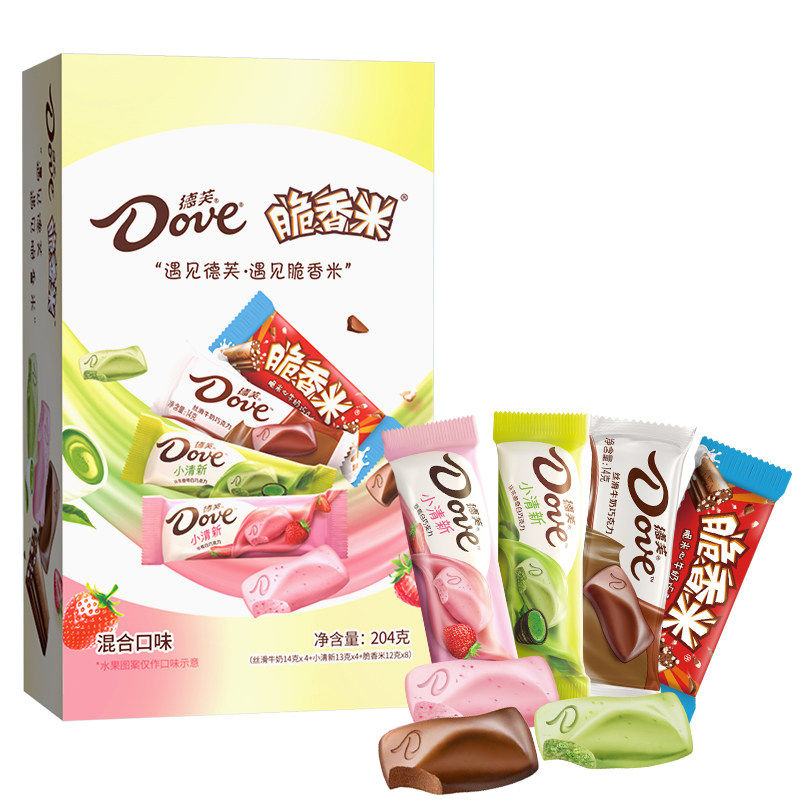 德芙脆香米巧克力小清新204g混合口味盒装休闲零食糖果小吃批发