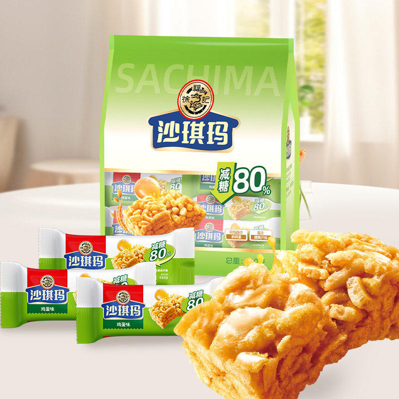 徐福记减糖80%沙琪玛160g袋装传统糕点早餐下午茶零食美味营养