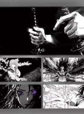 高级感极简黑白鼠标垫超大高级感ins动漫电竞桌搭办公键盘书桌垫