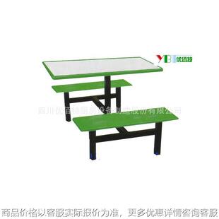 四人不锈钢快餐桌椅 餐台椅学校连体餐桌椅 不锈钢餐桌