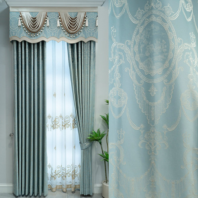 柯桥窗帘成品厂家直销高档高精密提花窗帘布料批发轻奢客厅窗帘