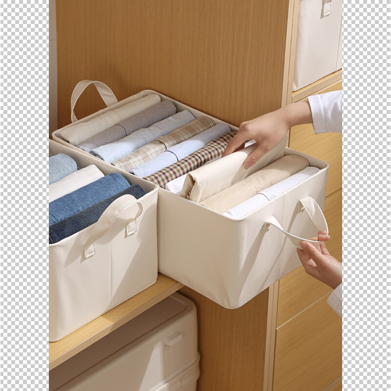 新款可折叠手提式钢筋支撑家用衣柜PU收纳盒抽屉式衣物整理收纳箱