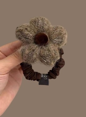 秋冬复古毛绒花朵发圈女洋气时尚扎丸子头发绳皮筋头绳高级感发饰