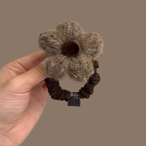 秋冬复古毛绒花朵发圈女洋气时尚扎丸子头发绳皮筋头绳高级感发饰