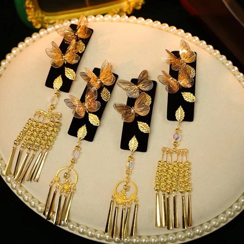 「蝶栖金澜」新中式复古金色蝴蝶流苏发夹轻奢精致刘海边夹侧边夹,饰品/流行首饰/时尚饰品新,发饰,淘宝优惠券,粉丝福利购,淘宝优惠卷