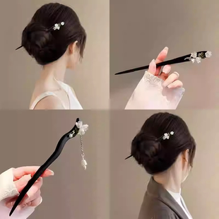 木簪新中式簪子古风发簪女高级感铃兰花国风搭配马面裙的盘发发钗