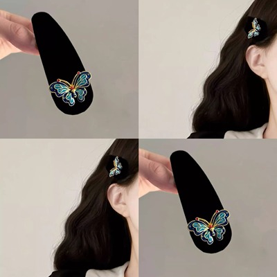 高级感丝绒滴油蝴蝶水滴发夹