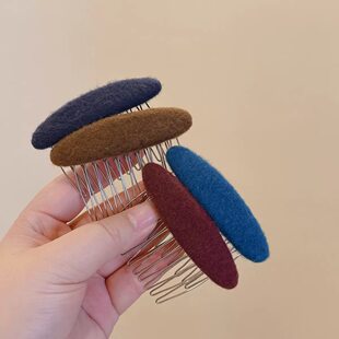 韩国复古毛呢倒插梳发夹女2026新款高端气质公主头发梳碎发刘海夹