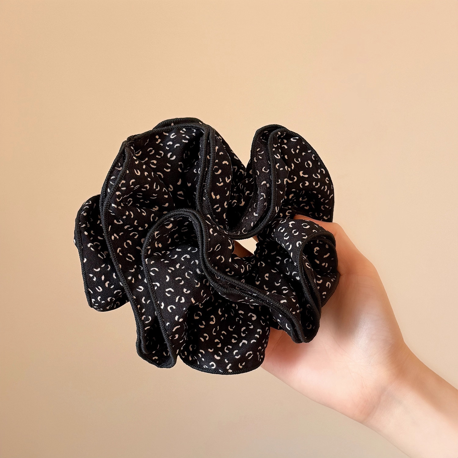 韩系褶皱云朵印花大肠发圈女高马尾扎发皮筋弹力发绳简约优雅头花