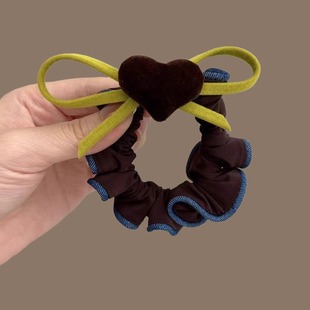 韩国东大门ins高档发圈蝴蝶结爱心发绳高级感慵懒丸子头马尾皮筋