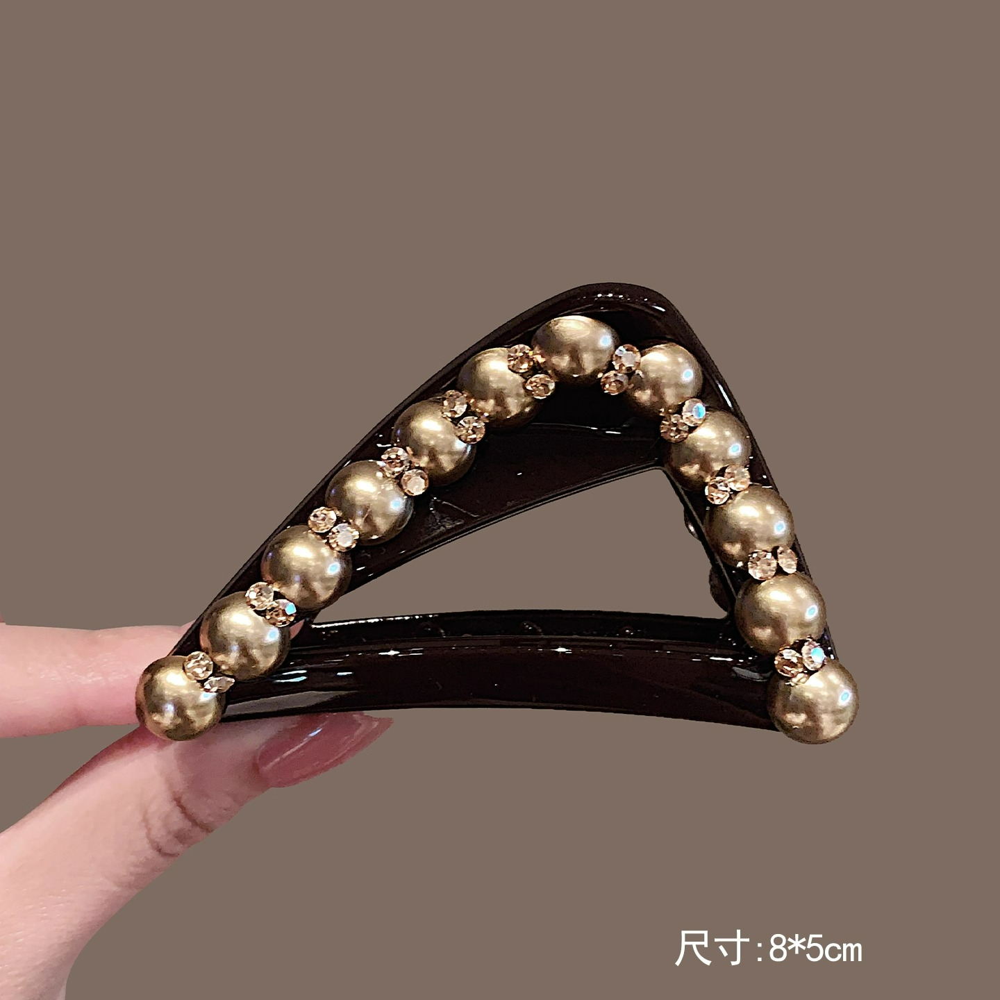 氛围感精致工艺珍珠璀璨立体高端抓夹气质发抓鲨鱼夹半扎发夹